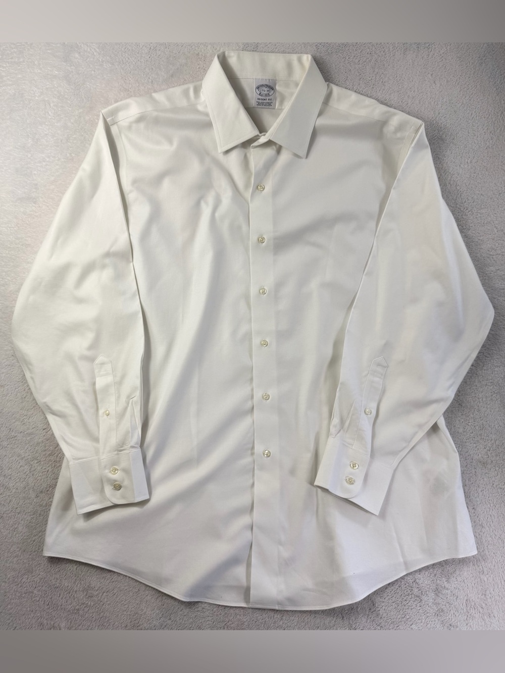 Brooks Brothers Regent Fit Supima Cotton Stretch White Dress Shirt 17.5 34